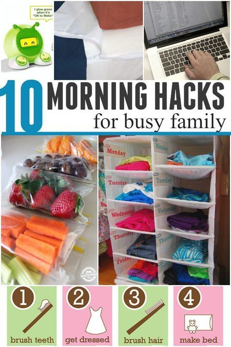 Morning Hacks, 1000 Lifehacks, Nyttige Tips, Mommy Hacks, Best Morning, Kid Hacks, Family Organizer, Busy Family, Mom Hacks