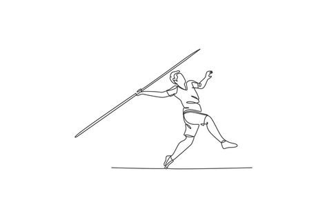 Javelin Throw, Track Drawing, Man Exercise, One Continuous Line Drawing, School Board Decoration, Sports Drawings, Men Exercises, Draw Design, Single Line Drawing