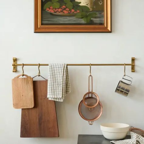 Holiday Collection Shop - Magnolia Kitchen Wall Rack, Hand Towel Hook, Over Kitchen Sink, Brass Rail, Brass Kitchen Hardware, Antique Brass Kitchen, Magnolia Kitchen, Kitchen Rails, Kitchen Brass
