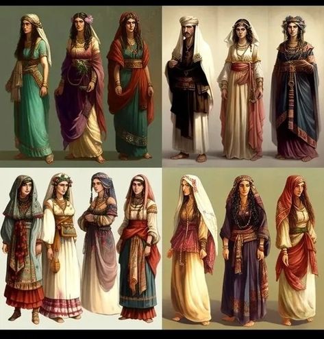 Phoenician Clothing: Women. Let’s dive into the mesmerizing world of ancient Phoenician clothing | Medium Ancient Persian Clothing Women, Ancient Fashion Persian, Ancient Judean Clothing, Medieval Egyptian Clothing, Medieval Moorish Clothing, Middle Eastern Royalty Fashion, Ancient Iranian Clothing, Jewish Clothing Traditional, Traditional Middle Eastern Fashion