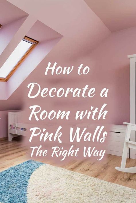 Decorating a room with pink walls in 8 simple steps. Article by HomeDecorBliss.com #HDB #HomeDecorBliss #homedecor #homedecorideas Room With Pink Walls, Pink Office Walls, Pink Living Room Walls, Pink Walls Girls Room, Light Pink Rooms, Blush Pink Living Room, Light Pink Bedrooms, Pink Accent Walls, Pink Painted Walls