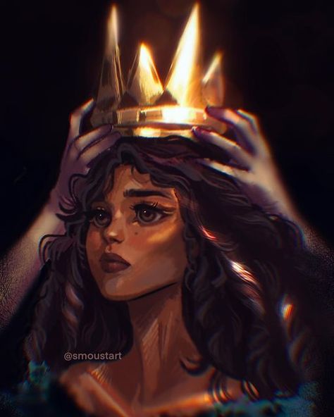 Sarah Moustafa | on Instagram: "Coronation ✨ #oc #characterart #characterdesign #crown #coronation #queen #procreate #painting #portrait" Black Woman Queen Art, Black Crowns Queens, Coronation Drawing, Twin Crowns Fanart, Crown Pfp, Megan Aesthetic, Coronation Art, Queen Oc, Crown Painting