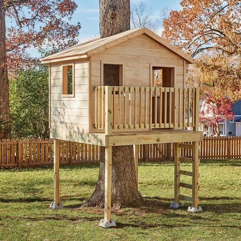 Tree Stump Tree House Ideas, Treehouse With Swing, Diy Tree House Plans, Build A Tree House Diy, Tree House Building Plans, Tree House Plans Diy, Treehouse Plans Layout, Simple Diy Treehouse, Building A Treehouse Diy