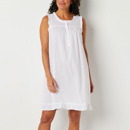 Get cozy and comfortable in this Adonna women's ruffled sleeveless nightgown. Cut in a knee-length from 100% cotton-poplin, this printed nightdress has a scoop neckline and button-front closures.Closure Type: Pullover HeadNeckline: Scoop NeckSleeve Length: SleevelessApparel Length: 38 InchesFiber Content: 100% CottonFabric Description: WovenCare: Machine Wash, Tumble DryCountry of Origin: Imported Short Night Dress, Sewing Corner, Sleeveless Nightgown, Cotton Night Dress, Dress For Ladies, Sleeping Dress, Pajamas Nightgowns, Cotton Nightgown, Night Dress For Women