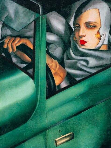 Green Bugatti, Tamara Lempicka, Pinturas Art Deco, Art Deco Portrait, Poster Art Deco, Affiches D'art Déco, Art Deco Artists, Art Deco Paintings, Art Deco Poster