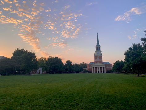 sun set over upper quad at wake forest university #wfu Wake Forest University Aesthetic, Forest Outfits, Law Girl, Dream University, University Aesthetic, Forest Camp, Wake Forest University, Dream School, Wake Forest