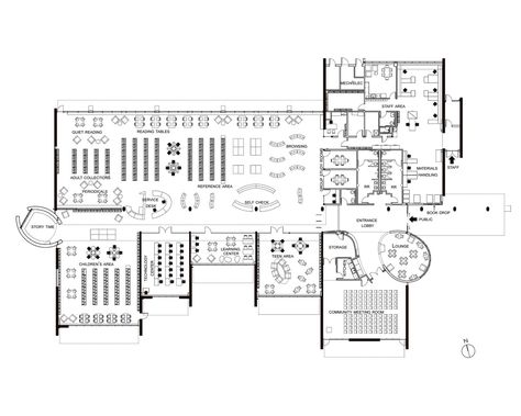 Gallery of Valley-Hi North Laguna Library / Noll + Tam Architects - 31 Public Library Architecture Plan, Modern Library Floor Plan, Small Library Design Architecture Plan, Library Plan Design, Public Library Design Plan, Library Floor Plan Layout, Library Floor Plan Architecture, Library Plan Architecture, Public Library Floor Plan