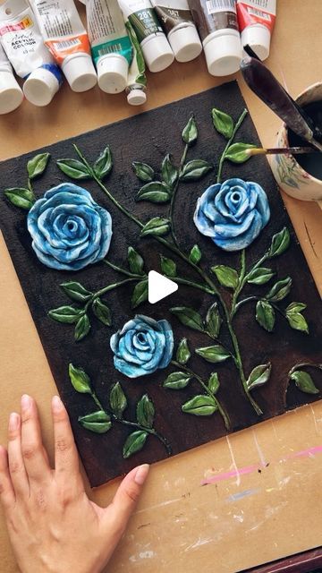 Art Canvas Design Studio ® on Instagram: "Today’s absolutely gorgeous roses in clay!! 😍   #roses #rose #clay #mural #mouldit #fevicrylhobbyideas #camlin #claytutorial #clayart #clayartist #mould #sculpt #sculpture #floral #blueroses #blue #trusttheprocess #trust #process #beautiful #flowers #instagood #instagram #trendingreels #trending #creativeprocess #creative #diy #tutorial #arttutorial  Mouldit Clay from Fevicryl! @hobbyideasindia  8+ years of only trusting paints from @kokuyo.camlin" Trust Process, Mouldit Clay, Clay Roses, Roses Blue, Clay Wall Art, Rose Clay, Craft Classes, Sculpting Clay, Molding Clay