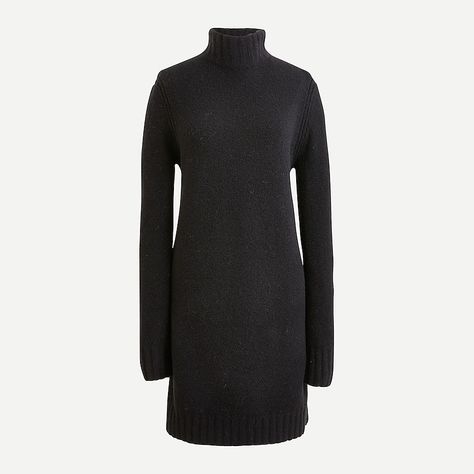 J.Crew - Mockneck shift sweater-dress in supersoft yarn Black Velvet Skirt, Mockneck Sweater, Metallic Blouses, Beige Coat, Winter Capsule Wardrobe, Sneakers Looks, Ivory Sweater, Maxi Tank Dress, Neutral Fashion