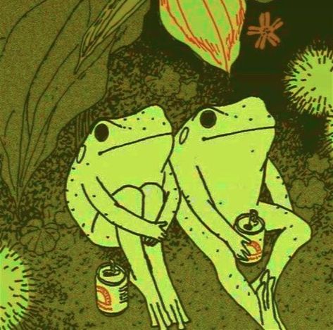 Green Funky Art, Hippie Pfp Aesthetic, Goblincore Icon, Sapo Aesthetic, Goblincore Aesthetic Art, Froggy Pfp, Rana Aesthetic, Goblincore Pfp, Green Pfp Aesthetic