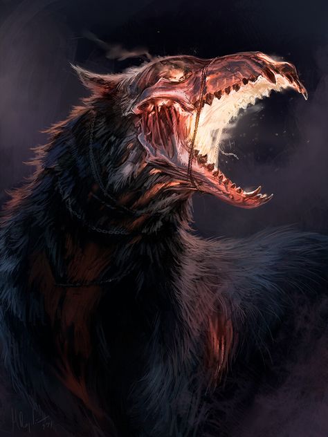 Mythical Animals, Werewolf Art, Canine Art, 다크 판타지, Monster Concept Art, Creature Drawings, Fantasy Creatures Art, Fantasy Monster, Scary Art