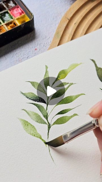 Joly Poa on Instagram: "Here is another relaxing leafy painting video for you🩷 Using a dagger brush helps create more organic leaf strokes." Easy Watercolor Leaves, Dagger Brush Watercolor, How To Paint A Leaf, How To Paint Leaves, Leaves Painting Acrylic Leaf Art, Easy Leaf Painting, Watercolor Leaves Background, Watercolor Leaf Painting, Leaf Painting Acrylic