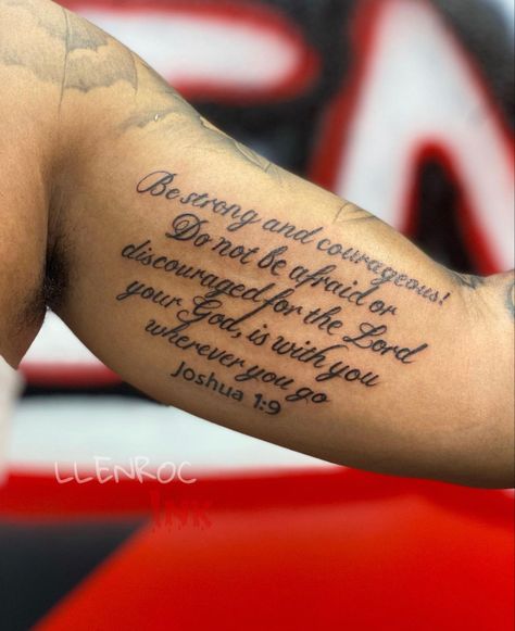 Meaningful Scripture Tattoos, Christian Tattoos For Guys, Chest Tattoos For Guys, Bible Scripture Tattoos, Christian Tattoos Men, Aura Tattoos, Inside Bicep Tattoo, Bold Tattoos, Bible Quote Tattoos