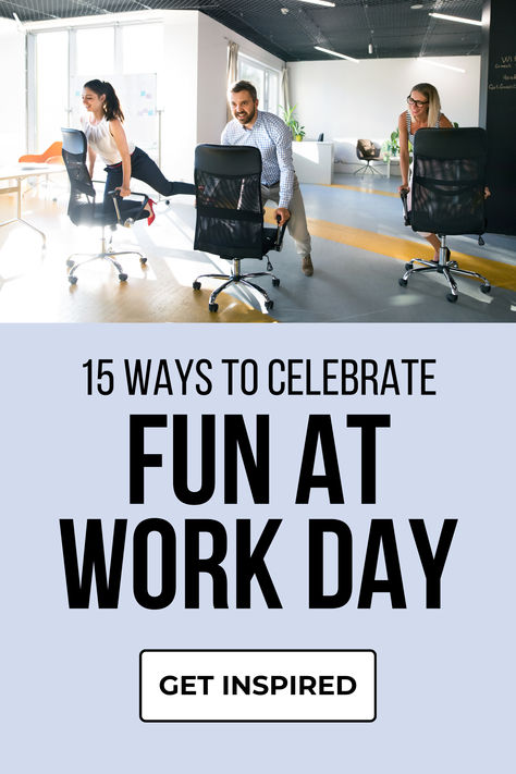 National Fun at Work Day is just around the corner, hitting the calendar on January 26, 2024. It’s not just another day; it’s an opportunity for companies to boost employee morale and foster a positive company culture. However, picking the right ways to celebrate at your office can be tricky. That’s why we’ve put together this list of 15 ideas to celebrate National Fun at Work Day. Fun Work Ideas Offices, Celebrate Employees Staff Appreciation, Building Office Morale Ideas, Themed Work Days, Office Culture Committee Ideas, Fun Days At Work Ideas, Employee Competition Ideas, Boost Office Morale Ideas, Company Morale Boosters