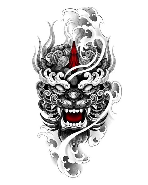 Tato Irezumi, Tato Tradisional, Foo Dog Tattoo Design, Japanese Hand Tattoos, Samurai Tattoo Sleeve, Tato Naga, Tato Dengan Makna, Japanese Tattoos For Men, Foo Dog Tattoo