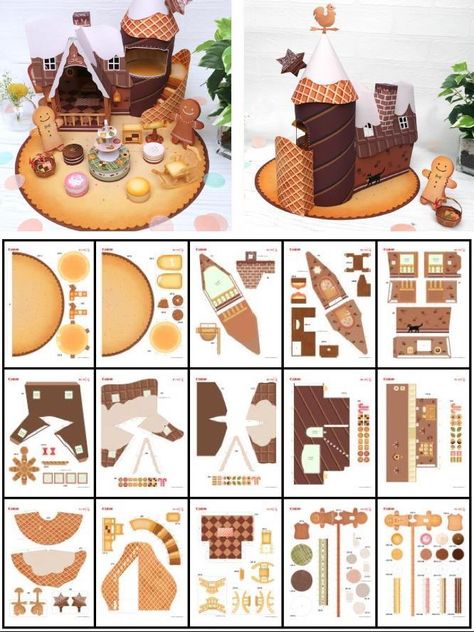 Free Paper Models Printable Templates, Miniature Paper Crafts, Papercraft House, Diorama Template, Diy Diorama, Paper Models House, Paper Diorama, Paper Miniatures, Paper Craft Template