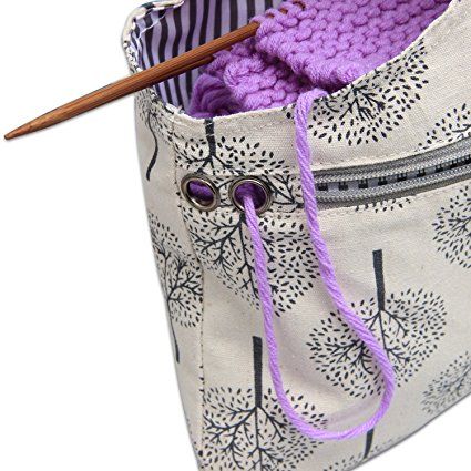 Amazon.com: Teamoy Knitting Tote Bag (L16.5''×W9''), Travel Canvas Project Wrist Bag for knitting Needles, Yarn and Crochet Supplies, Lightweight, Multipurpose, Perfect Size for Knitting on The Go（Large, Tree） Crochet Supplies Bag, Crochet Travel, Travel Project, Crafted Bag, Diy Sewing Gifts, Travel Canvas, Wrist Bag, Knitting Tote Bag, Knitting Tote