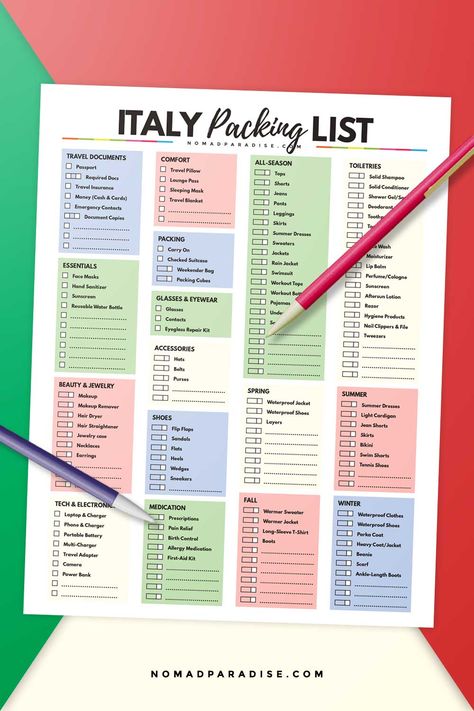 The Ultimate Italy Packing List You Can Download Today Italian Packing List, Italy Vacation Packing List, Packing List For Italy In September, Rome Packing List Summer, 10 Day Packing List Europe, 10 Days In Italy Packing Lists Summer, Italy Packing List September, Packing List Italy Summer, Packing List For Italy Summer