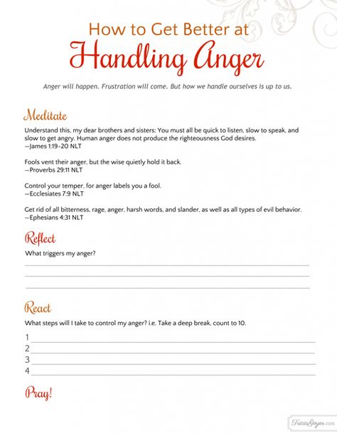 Anger will happen. Frustration will come. But how you handle yourself is up to you.  Download the FREE PRINTABLE to help you manage anger. Handling Anger, Manage Anger, Anger Problems, How To Control Anger, Slow To Speak, Celebrate Recovery, How To Get Better, Anger Issues, Anger Management