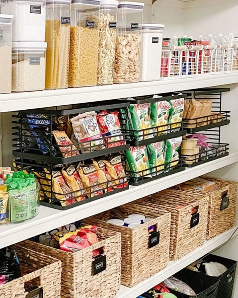 Pantry Stackable Storage, Organisation, Snack Closet Organization, Bins For Pantry Organization, Vertical Pantry Storage, Pantry Corner Organization, Best Pantry Storage Containers, Pantry Design Shelves, Walk In Closet Organization Ideas Wire Shelving