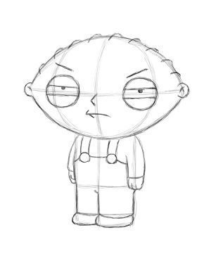 Draw Stewie Griffin Step 18 How To Draw Stewie Griffin, Stewie Griffin Drawing, Stewie Drawing, Drawing Ideas Easy Cartoon, Family Guy Drawing, Griffin Drawing, Disney Character Drawings, Stewie Griffin, Disney Drawings Sketches