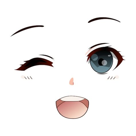 Anime manga girl face happy emotion | Premium Vector #Freepik #vector #anime-face #anime-eyes #character-eyes #angry-eyes Cara Lukis Mata Anime, Mata Chibi, Rainbow Wallpaper Backgrounds, Girl Eyes Drawing, Chibi Eyes, Mata Anime, Anime Face Drawing, How To Draw Anime Eyes, Girl Face Drawing