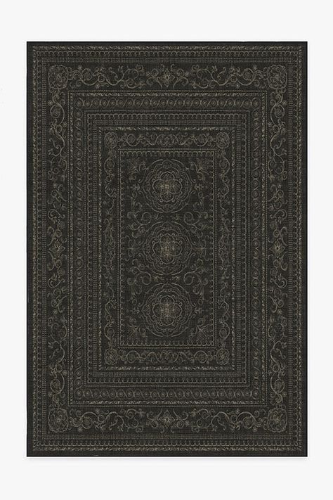 Gisele Soft Black Rug – Ruggable Black Rug Kitchen, Black Pattern Rug, Dark Area Rugs, Black And Beige Rug, Black And Tan Rug, Dark Rug Living Room, Moody Rug, Black Persian Rug, Black Living Room Rug