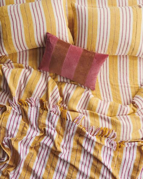 Gingham Linen Bedding, Kendall Kitchen, Mismatched Bedding, Striped Bedspread, Toad House, Indigo Linen, Organic Cotton Bedding, Gingham Linen, Striped Bedding