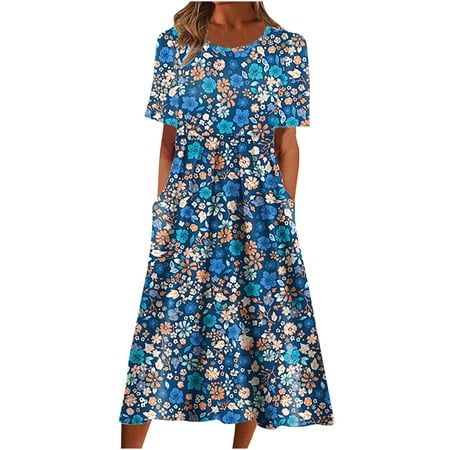 About womens midi dresses : Features: Dyegold Beach Dresses for Women Casual Summer Flowy Swing Long Maxi Sun Dress Tie-Dye Print Short Sleeve Plus Sundresses Round Neck Vacation Dress Wedding Guest If you want a unique pattern in your everyday wardrobe, this woman dresses elegant casual is the exact piece you need! The simple silhouette is casual chic and never out of date. It will be a perfect gift for your girlfriend, wife, mama, auntie, grandma, or your best friends! Occasion:This feather dress is pretty great for summer eraly spring autumn beach party,home wear,office or attending a wedding,honeymoon,date with boyfriend. Collocation Recommendation: This tiered dress can be paired with boots, sandals or high heels, add jewelry and you have an effortless daytime look. It's perfect for a Plus Size Midi Dresses With Sleeves, 2x Dresses Plus Size, Couture, Summer Maxi Dress With Sleeves, Casual Wedding Outfit Guest Plus Size, Dresses To Wear To A Wedding As A Guest Summer, Big Tummy Outfits For Women, Summer Maxi Dress Outfit, Boho Outfits Summer