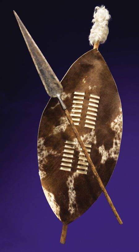 AUTHENTIC ZULU STABBING SPEAR AND SHIELD. ... Paleolithic | Lot #48344 | Heritage Auctions Zulu Spear And Shield Tattoo, Zulu Shield Tattoo, Zulu Spear, Zulu Shield, African Warrior Tattoos, African Shields, Spear And Shield, African Spear, Shaka Zulu