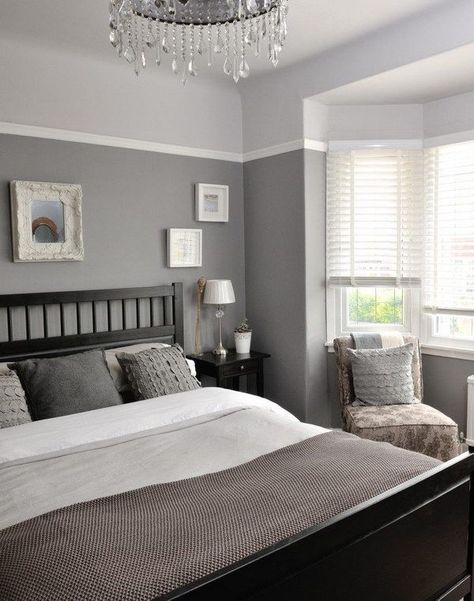 A small strip of a light color on top of a darker shade will still add visual height to the ceiling and dimension to the room's decor. Grey Room, Grey Bedroom, Gray Bedroom, Remodel Bedroom, Beautiful Bedrooms, Dream Bedroom, Bedroom Colors, My New Room, Room Colors