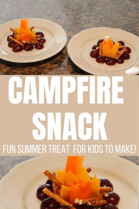 Campfire Snacks For Kids, Camp Themed Snacks, Vbs Camping Theme Snacks, Vbs Snacks For Kids, Camping Themed Snacks, Summer Food Crafts For Kids, Camping Theme Snacks, Edible Campfire, Vbs Snack Ideas