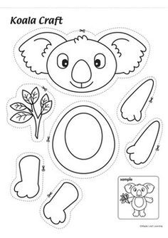 Koala Craft by Maple Leaf Learning | Teachers Pay Teachers Koala Kids Craft, Koala Craft, Australia Crafts, Free Printable Crafts, Alphabet Crafts, Animal Crafts For Kids, Daycare Crafts, Printable Crafts, Preschool Art