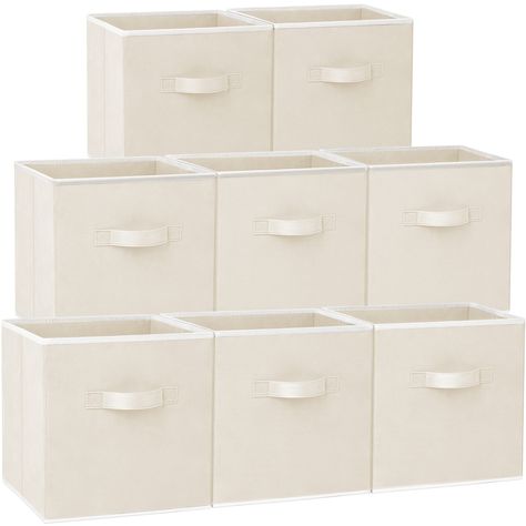 PRICES MAY VARY. Tough non-woven fabric with thick rigid boards 8 pack 13 inch foldable fabric cube storage bins for clothes, toys, linens, books and more 👍【QUALITY STRUCTURE】These cubby storage bins are made from tough non-woven fabric with excellent sewing to make them last, heavy cardboards added at the sides and bottom to make this storage bins rigid enough to hold a heavy load. 【FIT WITH MOST OF FURNISHING】Measuring 13x13x13 inches, our 8 pack Beige clothes storage bins could fit perfectly Cube Baskets, Cubby Storage Bins, Shelves Closet, Shelf Closet, Decorative Storage Bins, Fabric Storage Cubes, Baskets For Shelves, Dorm Storage, Collapsible Storage Bins