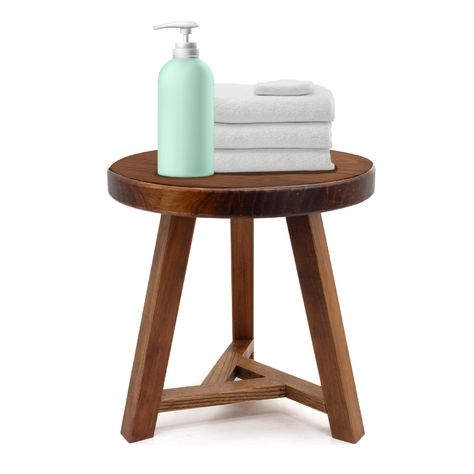 PRICES MAY VARY. VERSATILE AND STYLISH: This Pine wood stool can serve as a plant stand, shower stool, end table, teacher's stool, makeup seat, and more. It complements various room styles, from minimalist and modern to classic and art deco. DURABLE AND WEATHER-RESISTANT: Crafted from 100% high-quality Pine wood and treated with a water-based finish, this step stool exhibits exceptional durability, water resistance, and sturdiness. It's a versatile addition suitable for both indoor and outdoor u Short Stool Ideas, Teak Stool In Bathroom, Teak Bathroom Stool, Small Bathroom Table Ideas, Shower Stools Ideas, Bathroom Stool Ideas, Small Bathroom Table, Shower Stool For Shaving, Teacher Stools