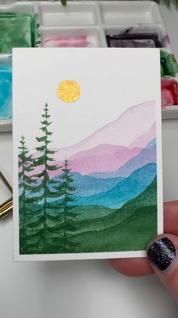 Drawing With Watercolor Easy, Watercolor Project Ideas, Watercolor Paintings Ideas Easy, Simple Watercolor Paintings Ideas Easy, Easy Watercolor Sketchbook Ideas, Cute Easy Watercolor Paintings, Easy Water Colors Painting For Beginners, Easy Painting Ideas Watercolors, Watercolor Drawings For Beginners