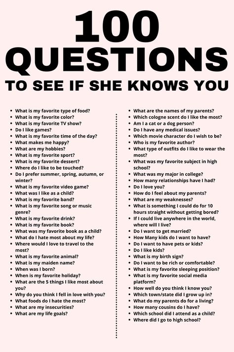 Questions About Me To Ask My Boyfriend, Questions To Get To Know Your Girlfriend, Things To Ask Your Boyfriend About You, Question To Ask My Boyfriend, Everything You Should Know About Your Boyfriend, Questions To See If Someone Knows You, Questions To Ask Your Boyfriend To Get To Know Him, Things To Know About Your Bf, 100 Questions To Ask Your Girlfriend