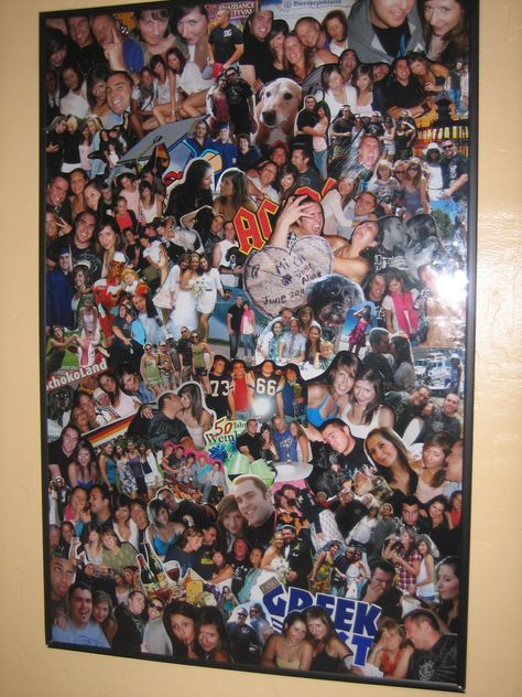 my collage art! Photo Collage Painting Canvas, Photo Board Collage, Photo Collage For Best Friend, Poster Board Collage Ideas, Canvas Picture Collage Diy, Poster Photo Collage, How To Make A Collage Of Pictures, Photo Collage Ideas Gift, Diy Photo Collage Ideas Creative