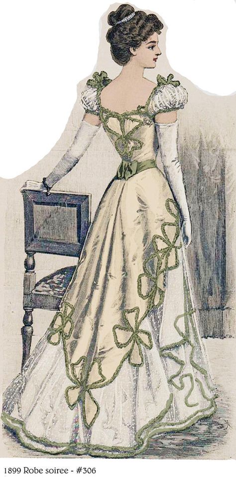 1899 Victorian pattern for Ballgown/Robe de soiree sized for Bustle Dress Pattern, Victorian Ballgown, 1890s Dress, 1899 Fashion, 1890s Fashion, Lingerie Patterns, Victorian Pattern, Century Dress, Beautiful Houses