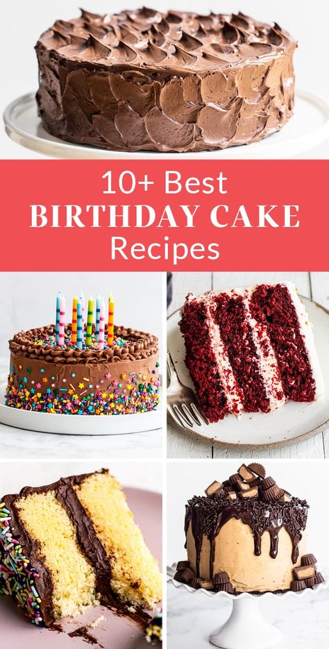 Pastel, Cake Recipes Fun Flavors, Tasty Birthday Cakes, Regular Birthday Cakes, Homemade Cake For Birthday, Cake Recipes Beginner, Best Birthday Desserts Ever, Chocolate Frosted Birthday Cake, Birthday Cake Simple Recipe