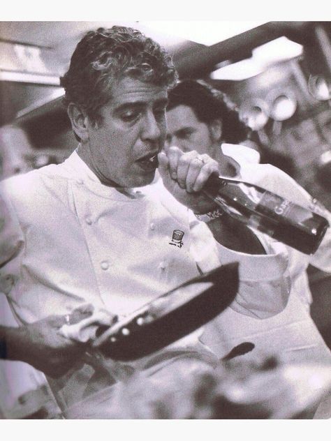 "Cook And open Beer - anthony bourdain" Poster by jacqueline692 | Redbubble Anthony Bourdain Photography, Anthony Bourdain Aesthetic, Line Cook Aesthetic, Anthony Bourdain Style, Person Eating Photography, Anthony Bourdain Tattoos, Cook Aesthetic, Chef Aesthetic, Chef Photography