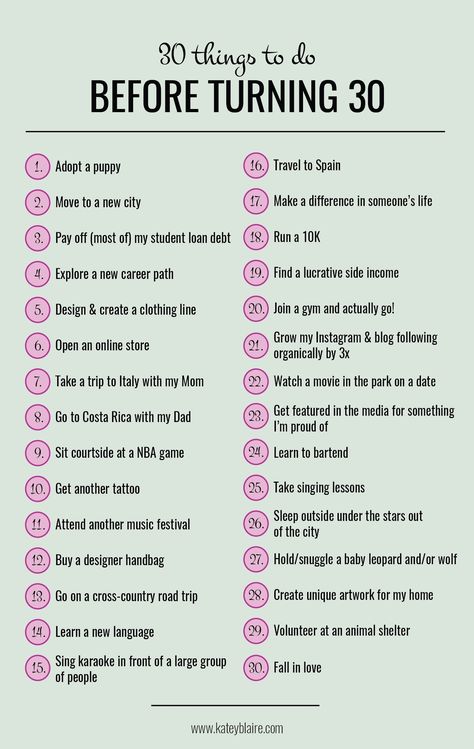 30 Before 30 - 30 Things To Do Before Turning 30 Bucket List #30Before30