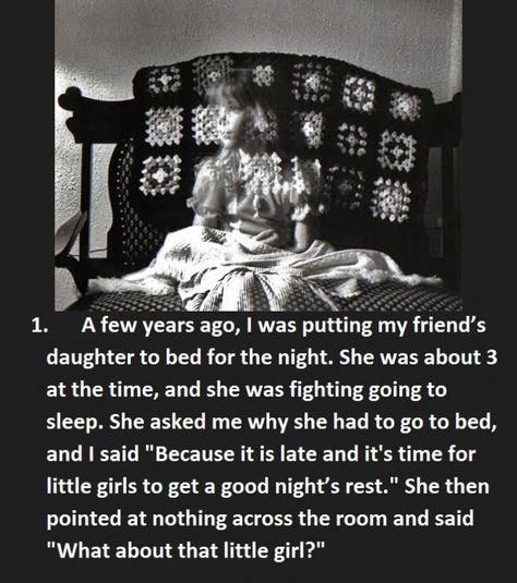 15 Creepy Things Babysitters Heard From Kids - The one about the "lady with the braid" CREEPED me out! Humour, Creepy Things Kids Say, Short Creepy Stories, Things Kids Say, Creepy Kids, Scary Facts, Spooky Stuff, Creepy Things, Creepy Facts