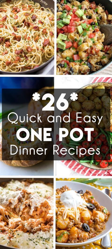 26 quick and easy dinner recipes that are made in one pot, pan, or skillet! Easy Apartment Dinners, Dinners For 1, One Pot Meals Easy, Pot Meals Easy, Easy Quick Dinners, Meal Courses, Groceries Budget, Electric Skillet Recipes, Skillet Dinner Recipes