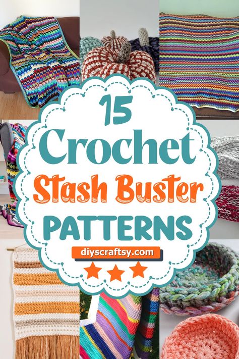 15 Free Crochet Stash Buster Patterns For All Skill Levels Crochet Scrap Yarn Projects, Crochet Stash Buster, Scrap Yarn Projects, Stash Busting Crochet, Crochet Scrap Yarn, Leftover Yarn Project, Yarn Projects Crochet, Crochet Blanket Stitches, Blanket Stitches