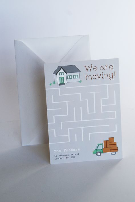 Design: Maze www.homemovingcards.com Order your change of address cards now with HomeMovingCards and get 10%OFF your order! :) PromoCode: move10 Organisation, Moving In Card, Moving House Card, Moving Card, New Address Cards, New Address Announcement, Address Change, Change Of Address Cards, Moving Announcement Postcard