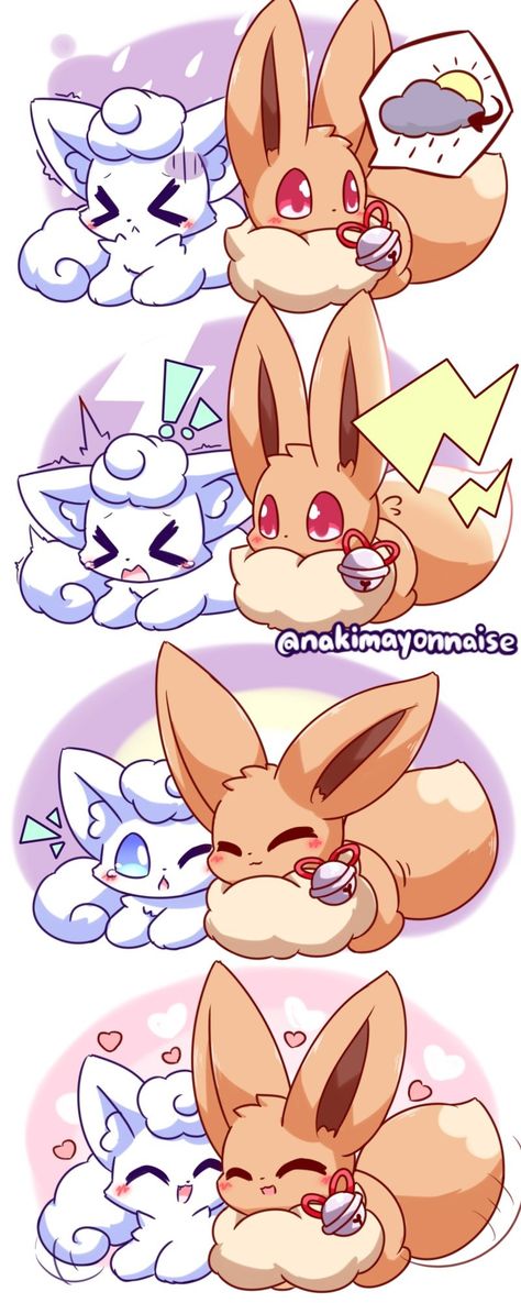 All Eevee Evolutions, Eevee Comic, Alolan Vulpix, Dog Design Art, Pokemon Eevee Evolutions, Cute Pokemon Pictures, Eevee Evolutions, Steven Universe Comic, Pokemon Eevee