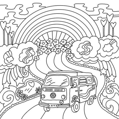 Hippie Coloring Pages, Trippy Coloring Pages, Art Worksheets Printables, Coloring Pages For Teens, Race Car Coloring Pages, Kanoko Egusa, Groovy Svg, Design Atelier, Quote Coloring Pages