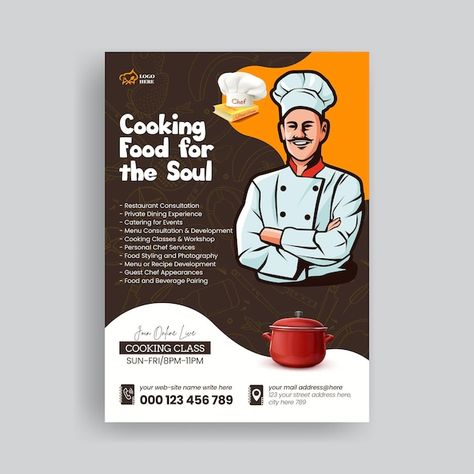 Chef job hiring flyer or poster and rest... | Premium Vector #Freepik #vector Chef Character, Chef Job, Hiring Flyer, Hiring Poster, Chef Jobs, Personal Chef Service, Job Poster, Pizza Chef, Food Flyer