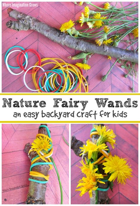 Fine Motor Nature Fairy Wand Craft for Kids! A simple backyard craft for toddlers and preschoolers! An easy nature craft that kids love! #naturecraft #kidsactivities #fairywands #stickcrafts #kidscrafts #preschoolcrafts Fairy Wand Craft, Wand Craft, Backyard Nature, Backyard Crafts, Summer Crafts For Toddlers, Nature Fairy, Crafts Drawing, Craft For Toddlers, Forest School Activities